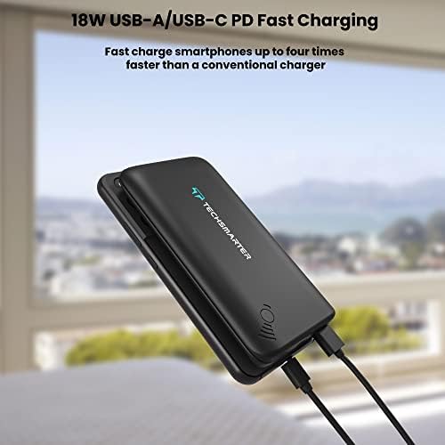 Portable Wireless Charger Power Bank with Secure Anti-Slip Suction Cups – 12,000 m Ah Capacity, 18 W Fast Charging USB-C Battery Pack for i Phone 15, 14, 13, 12, 11, SE 2020, X, XR, XS, Samsung Galaxy S24, S23, S22, S21, S20, S10 – Ultimate Universal Compatibility and Mobility Solution