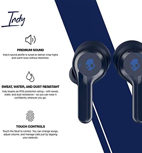 Skullcandy Indy True Wireless In-Ear Earbuds in Indigo – Superior Sound Quality, Sweat-Resistant Design, and Effortless Bluetooth Connectivity for Active Lifestyles