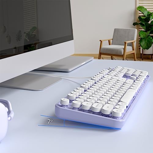 Retro-Inspired Full Size Typewriter Keyboard with Number Pad – Wired USB Keyboards for Windows 7, 8, 10, 11 | Enhance Your Typing Experience with Classic Charm and Modern Efficiency | Perfect for Home and Office Use