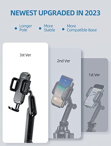 TOPGO Pro Car Phone Mount – Versatile Adjustable Height Cup Holder for i Phone 16 Pro Max & All Smartphones – Sturdy, No-Wobble Design for Safe Hands-Free Navigation – Sleek Black Finish for Modern Interiors