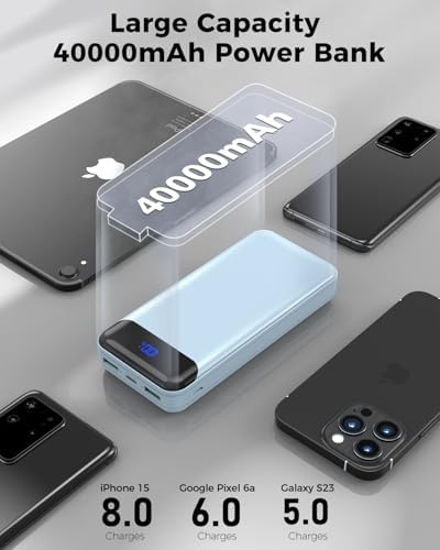 Ultra High-Capacity 40000 m Ah Portable Power Bank with PD 30 W & QC 4.0 Fast Charging – Versatile USB-C & USB-A Outputs, Dual Input Ports, Sleek Pink Design for i Phone 15, 14, 13 & More – Perfect for Travel and Daily Use