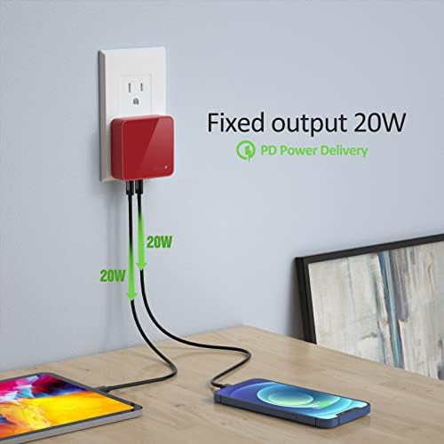 Nekmit 52 W Ultra-Compact 4-Port USB C Fast Charger – Dual 20 W Power Delivery & Dual USB Ports for Rapid Charging of i Phone 13, Galaxy, Pixel, i Pad Pro & More – Sleek Design for Home, Office & Travel Efficiency