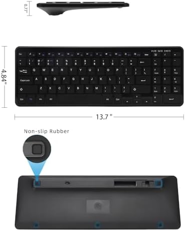 Universal Wireless Bluetooth Keyboard with Ergonomic Design, Dual USB & Bluetooth Connectivity, Number Pad & Media Hotkeys – Perfect for Windows Laptops, Tablets & More, Enhancing Productivity & Comfort