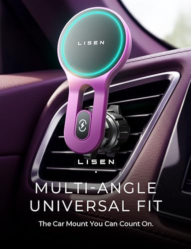 LISEN 15 W Mag Safe Car Mount Charger – Ultra-Fast Magnetic Wireless Phone Holder for i Phone 12-16 & Samsung Devices – Secure Vent Installation, Effortless Navigation & Sleek Design for Modern Drivers – Essential Fast Charging Accessory for On-the-Go Lifestyles