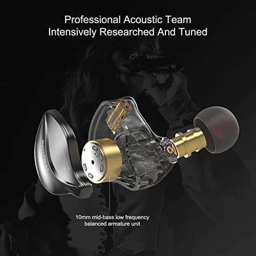 Professional Hi-Fi In-Ear Monitor Headphones with Detachable Cable – Ergonomic Noise-Canceling Earbuds for Musicians, Drummers & Singers – Exceptional Sound Isolation & Built-In Microphone – Versatile Compatibility for Studio & Stage Performance