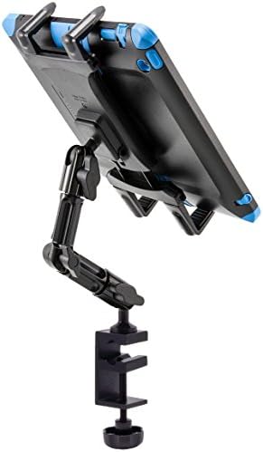 Heavy-Duty Aluminum Alloy Microphone Stand with Adjustable Tablet Holder – Universal 4-Way Clamp Design for i Pad Pro, Galaxy Tab, Surface Book – Ultimate Stability and Versatility for Musicians and Presenters