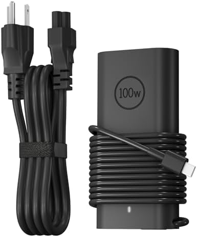 Ultimate 100 W Ga N USB-C Charger for Dell Laptops – Rapid Charging Power for Precision, Latitude, and Inspiron Series – Enhanced Safety Features & Power Cord for Optimal Device Protection – Compact Design for Efficient Travel and Home Use