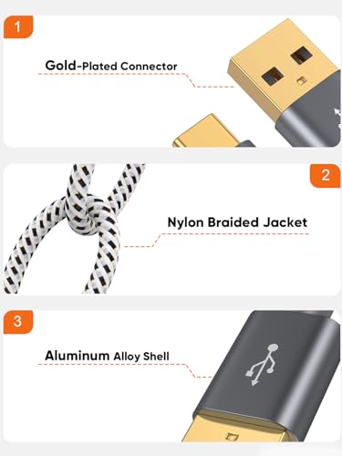 Ultimate 10 Gbps USB A to USB C Cable – 5 ft High-Speed Connector for Rapid Data Transfer & Charging, Optimized for i Phone 15/16+, Galaxy S24/S23+, Android Auto – Durable Nylon Braided Design for Effortless Travel and Daily Use