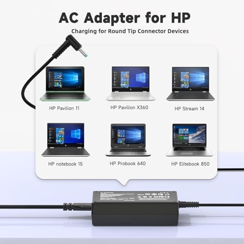 HP Compatible 45 W Laptop Charger – Fast Charging Power Supply for Stream, Pavilion, and Probook Series – Blue Tip Connector, 19.5 V 2.31 A AC Adapter with Wide Compatibility and Reliable Performance – Perfect Replacement for Your Laptop Power Needs – 24/7 Customer Support and 12-Month Warranty Included