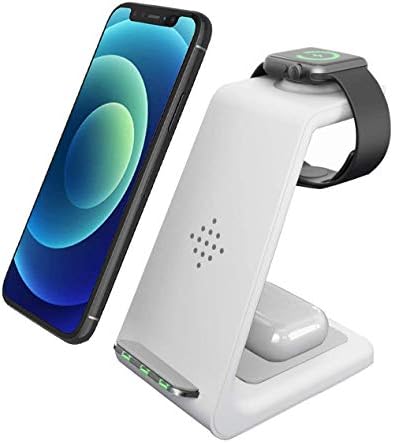 Versatile 3-in-1 Qi Wireless Charging Station for Apple Devices – Stylish Fast Charging Dock for i Phone 16/15/14/13/12/11/X/8, Apple Watch Ultra/9/8/7/6/SE/5/4/3/2, and Air Pods Pro – Sleek Compact Design with Anti-Slip Technology and LED Status Indicator – Ideal Tech Gift for Gadget Enthusiasts