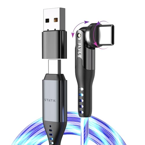 Statik Power Pivot 12 W USB-C Cable – 6 FT Right-Angle Design with 360-Degree Rotating Head for Seamless Charging & Data Transfer, Ideal for Home & Office Setup, Compatible with Smartphones, Tablets, and Laptops, Premium Durability & Flexibility for Enhanced Convenience and Performance