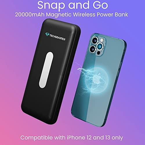 Ultimate 20000 m Ah 20 W USB-C Wireless Magnetic Power Bank for i Phone 12-16 – Fast Charging, Lightweight Design, Seamless Magnetic Attachment for On-the-Go Convenience