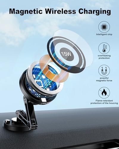 Revolutionary ZBF Magnetic Smartphone Holder for Cars – 360° Rotating Dashboard & Windshield Mount for Enhanced Hands-Free Navigation – Secure Magnetic Grip Ideal for i Phone 16/15/14/13 Pro Max and All Smartphones – Effortless Installation & Sleek Design for Ultimate Driving Convenience