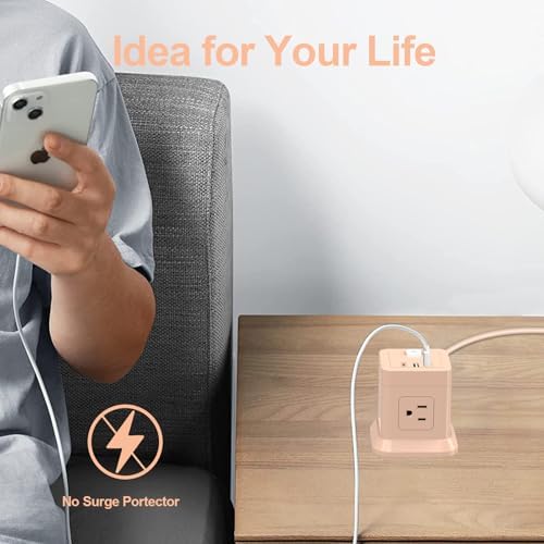 FDTEK Cube Power Strip with 4 Spacious Outlets & 3 USB Ports (1 USB-C) – Compact Green Power Solution for Home, Office, and Travel – Ultimate Surge Protection & Fast Charging Convenience