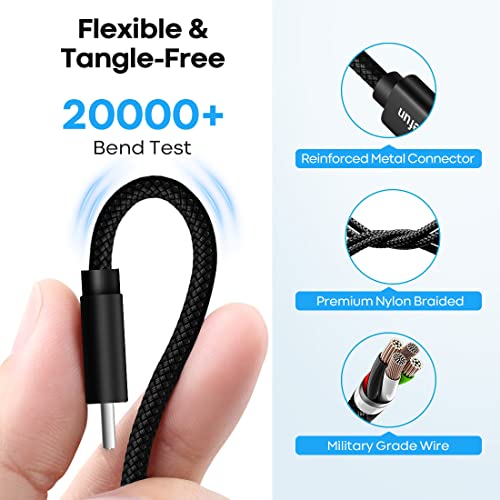 CLEEFUN 20 ft USB Type C Cable – Extra Long Nylon Braided Charger Cord for Fast Charging & Data Transfer, Compatible with Samsung Galaxy Note, LG, Moto, Pixel, Switch & More – Durable & Tangle-Free Design for Ultimate Convenience