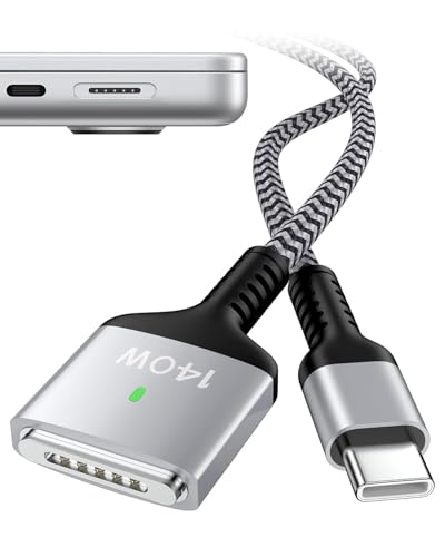 USB-C to Magnetic 3 Charging Cable (6 FT, 140 W) – High-Speed Charger for Mac Book Air & Pro (M4/M3/M2, 14″/16″) – Durable Braided Nylon Cord with Magnetic Connection for Effortless Charging – Superior Compatibility for 2021-2025 Models – Reliable Power Delivery and Easy Detach