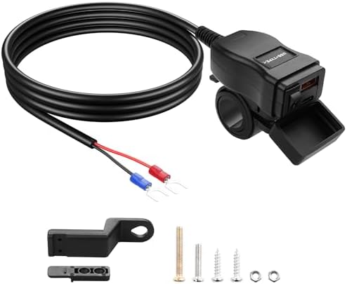 Power Up Your Ride with the PNGKNYOCN 30 W Motorcycle USB Charger – Waterproof Dual USB Type C & USB 3.0 Quick Charge Adapter for Phones, Tablets, GPS – 1.2 M Cable for Ultimate Flexibility and Enhanced Compatibility