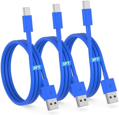 Essri 3-Pack Carplay USB A to C Cable for iPhone 16/15 Pro Max,USB C Car Charger Cable 3FT,Fast Charging Cord Compatible with iPad Pro/Air/Mini, for Apple 16/15 Series,for Samsung,Blue – Enhanced Compatibility and Speed