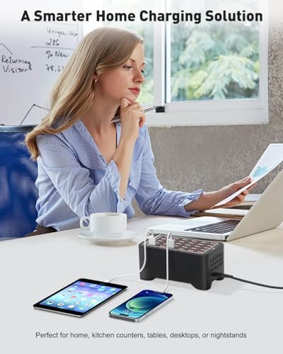 High-Speed 30-Port USB Charging Station – 150 W/30 A Multi-Device Rapid Charger with Smart Detect Technology for Efficient Charging of Smartphones, Tablets, and More – Ideal Travel and Desktop Solution for Busy Professionals and Families