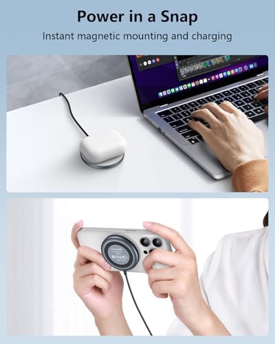 NANAMI Magnetic Wireless Charging Pad – Premium Fast Charger for i Phone 16/15/14/13/12 & Air Pods 3/2/Pro/Pro 2 with 20 W PD USB-C Adapter – Sleek Design for Effortless Charging & Enhanced Compatibility