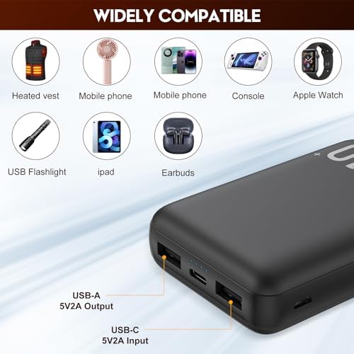 High-Capacity 10,000 m Ah Heated Vest Battery Pack – Efficient 5 V 2 A Power Bank for Ultimate Comfort in Heated Clothing – Lightweight & Durable Design for Outdoor Adventures