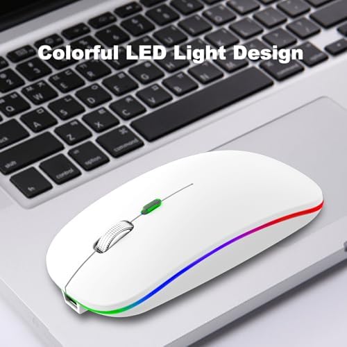 Ergonomic Wireless Mouse for Mac & PC – Rechargeable Dual Mode Bluetooth 5.2/3.0 & 2.4 GHz USB-C Receiver – Lightweight, Silent Design for Ultimate Comfort and Portability – Ideal for Multitasking Professionals and Casual Users