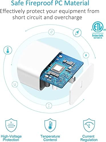 i Phone Fast Charger Dual Pack with 6 FT USB-C Charging Cable – PD 3.0 Quick Charge Wall Adapter for i Phone 14/13/12/11/X/8/7/6 & i Pad Pro/Mini/Air Pods – Ultimate Charging Efficiency & Enhanced Compatibility