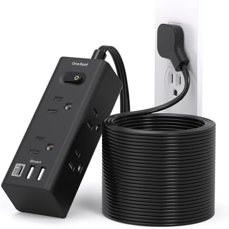 5 Ft Versatile Power Strip with 6 AC Outlets & 3 USB Ports, including USB-C – Compact Flat Plug Extension Cord for Efficient Charging in Dorm Rooms, Travel, and Home Offices – Surge Protector for Enhanced Device Safety and Connectivity