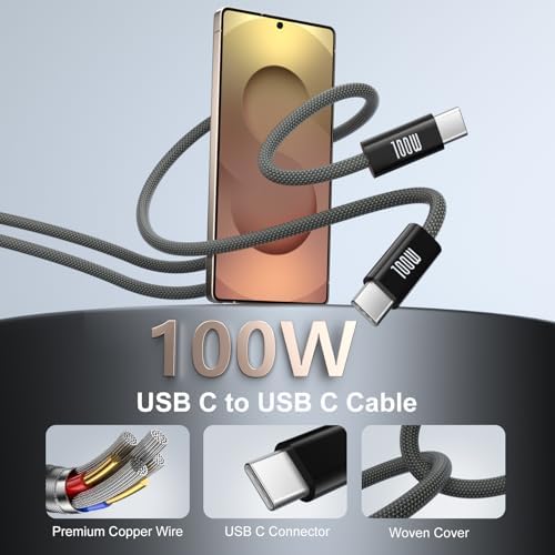 Power Up with Excgood 45 W USB C Fast Charger for Galaxy S25 Ultra – Dual Pack with 6 ft USB C to C Cable – Rapid Compatibility for Galaxy S24 FE, S23, S22, S21, Note, Tab S10, and i Phone 16 Pro Max – Optimal Charging Solution for On-the-Go Users – Sleek White Design for Every Setting – Experience Unmatched Speed and Efficiency in Device Charging