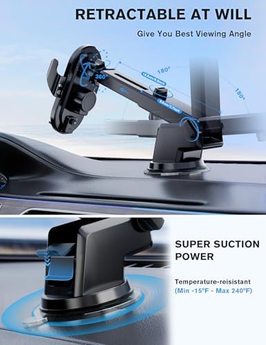 15 W Fast Wireless Car Charger with Auto-Clamping Technology – 3-in-1 Versatile Phone Mount for i Phone 15/14/13/12 & Galaxy S23/S22/S21/S10+ – Efficient Dashboard, Vent, and Windshield Holder in Stylish Black for Ultimate Smartphone Compatibility and Convenience