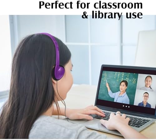 Flutesan 20 Pack Wired On-Ear Headphones – Durable Purple Classroom Headset for Students & Educators, Adjustable Comfort, Enhanced Device Compatibility, Ideal for Group Learning & Individual Study Sessions