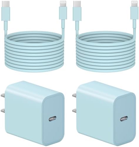 10 Ft i Phone Fast Charger 2-Pack – 20 W Super Fast Charging Cables for i Phone 14/13/12/11 Pro Max, Plus, Mini, and i Pad – Enhanced Durability, Flexibility, and Rapid Power Delivery for Ultimate Convenience