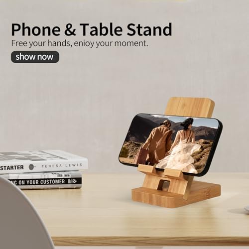 Versatile Solid Wood Phone Stand – Premium Desktop Holder for All Phone Types, Non-Slip Design with Sleek Black Finish, Ideal for Home & Office Use, Enhancing Productivity and Style