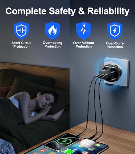 40 W 4-in-1 Fast Charger for i Phone, Apple Watch & Air Pods – Portable Multi-Device Charging Station with Dual USB Wall Block – Ideal Travel Companion for Apple Users – Enhanced Compatibility & Efficient Power Delivery