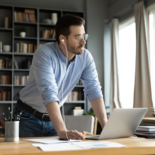 Extended Comfort Wired Earbuds with 6.5-Foot Cord and Integrated Volume Control – Perfect for TV and Laptop Use – Universal Compatibility for Superior Sound Quality in a Stylish Black Design