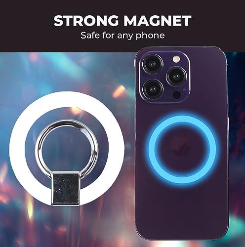 Magnetic Phone Ring Stand Holder Cell Phone Ring Holder 360 Degree Rotation Finger Ring Grip Adjustable Kickstand & Magnet Wireless Charging for iPhone 14 Plus 13 12 Pro Max Mini Accessories – White – Enhanced Compatibility and Speed