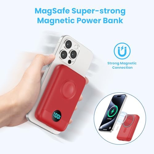 Revolutionary 4-in-1 Magnetic Portable Charger 10800 m Ah – Rapid USB-C Power Bank with LCD Display, Fast Charging for i Phone 16/15/14/13/12 & Apple Watch – Sleek White Design for Ultimate Compatibility and On-the-Go Convenience