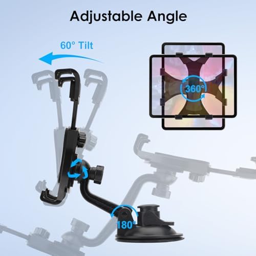 Linkstyle 360-Degree Rotation Car Tablet Holder – Universal Suction Cup Mount for 7-10.5 Inch Tablets – Perfect for Navigation, Entertainment, and Hands-Free Driving – Secure and Adjustable Dashboard Accessory for Ultimate Convenience