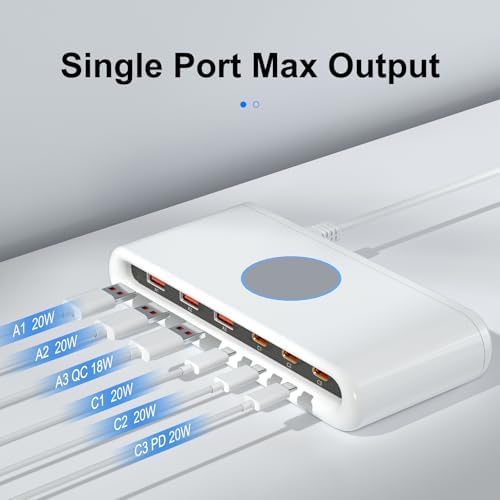 Ultimate 100 W USB C Charging Hub: 6-Port Fast Charger Dock for i Phone, i Pad, Samsung, Pixel, LG – Efficient Multi-Device Power Station for Home, Office, and Travel with Safety Features