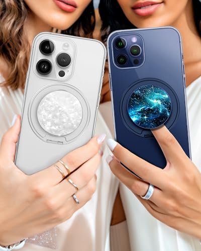 Glamour Pearl Magnetic Phone Grip Holder with Adjustable Kickstand – Ultimate Versatile Smartphone Accessory for i Phone, Android & Kindle – Secure Hands-Free Viewing & Stylish Design – Includes Magnetic Adapter for Effortless Compatibility and Enhanced Usability
