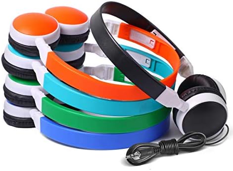 Cyan Adjustable Classroom Headphones for Kids – Bulk 10 Pack Wired Earbuds for Enhanced Learning | Durable, Comfortable Fit for Students | Compatible with Most Devices for Online Classes and Educational Use