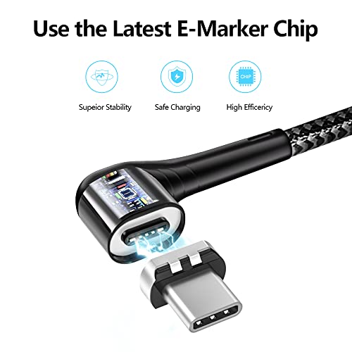 Revolutionary Magnetic Type C Charging Cable – 100 W Fast Charge (5 A, 5 ft) with 3 Versatile 5-Pin Connectors for Seamless Compatibility with Mac Book Pro 2020, i Pad Pro 2020, Pixel, Switch, LG & More – Durable & Tangle-Free Solution for Instant Power Delivery