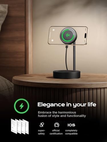 THREEKEY Qi2 15 W Magnetic Wireless Charging Hub – Ultimate Adjustable Charging Station for i Phone 16-12 Series & Air Pods with Dual-Sided Magnetic Grip, 180° Rotatable Design, and Sleek Space-Saving Aesthetics for Effortless Home and Office Power Solutions