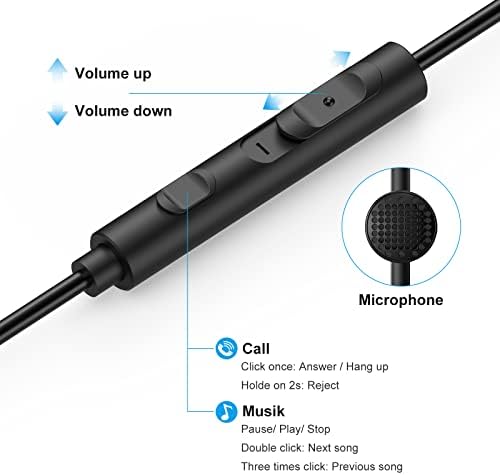 Premium 1 Mii Wired Earbuds with Built-in Microphone & Volume Control – Deep Bass, Noise-Isolating In-Ear Headphones for Enhanced Audio Experience – Tangle-Free Magnetic Design, Compatible with Phones, Android, PCs, i Pads, and MP3 Players (Black) – Elevate Your Sound Quality and Comfort