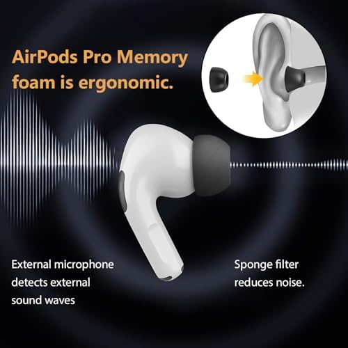 Ultimate Comfort Memory Foam Ear Tips for Apple Air Pods Pro 1 & 2 | Enhanced Noise Isolation & Secure Fit | 3 Large Pairs for Immersive Audio Experience | Perfect Replacement Earbud Accessories