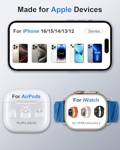 Elevate Your Charging Game with the 3-in-1 Wireless Charger for i Phone – Premium Mag Safe Compatible Station for i Phone, Apple Watch & Air Pods, Fast Charging in Sleek Black (2025 US Model) – Experience Effortless Alignment & Enhanced Compatibility for All Your Apple Devices