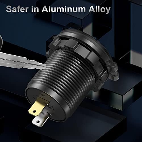 High-Performance 12 V USB C Car Charger Socket – 38 W Waterproof Adapter with PD 3.0 & QC 3.0 for Rapid Device Charging in Cars, Trucks, RVs, and Marine – Features Integrated Power Switch & Voltmeter for Battery Health Monitoring