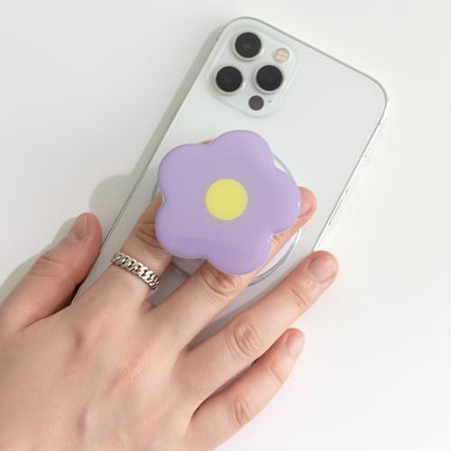 Vibrant Violet Daisy Mag Safe-Compatible Collapsible Phone Grip Stand – Stylish and Portable Mobile Accessory for Effortless Control and Enhanced Stability