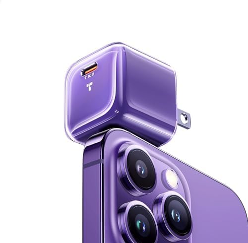 Ultra-Fast TORRAS Icenano 30 W USB-C Charger Block – PD 3.0 Compatible Wall Adapter with 5.5 ft Cable, Stylish Crystal Pink Design, Low-Temperature Operation for Safe Charging of i Phone 16/15 & Mag Safe – Perfect for Travel and Home Use