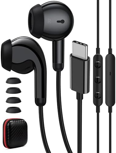 i Mangoo Premium USB C Wired Headphones for i Phone 16 Pro Max & 15 – Exceptional Noise Isolating Earbuds with Integrated Microphone for Crystal-Clear Calls – Ideal for Travel, Gym, and Home Office – Lightweight & Durable Type C Earbuds for Samsung Galaxy & Google Pixel – Superior Sound Quality for Music Lovers & Professionals